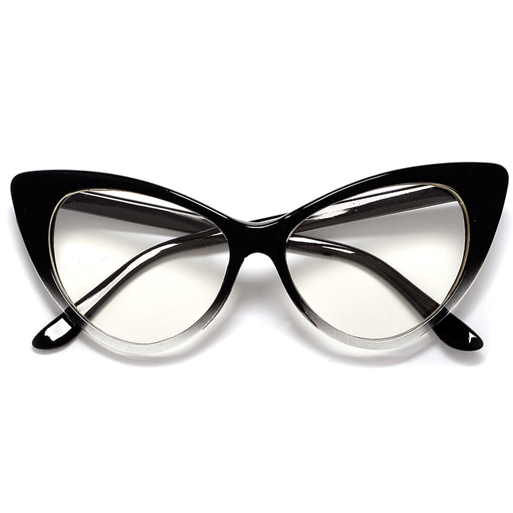 Colorful Ombre Super Cateyes Vintage Inspired Fashion Mod Chic High Pointed Clear Lens Eye Wear Glasses