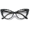 50s Inspired Polka Dot Cat Eye Clear Lens Eye Wear Glasses - Sunglass Spot