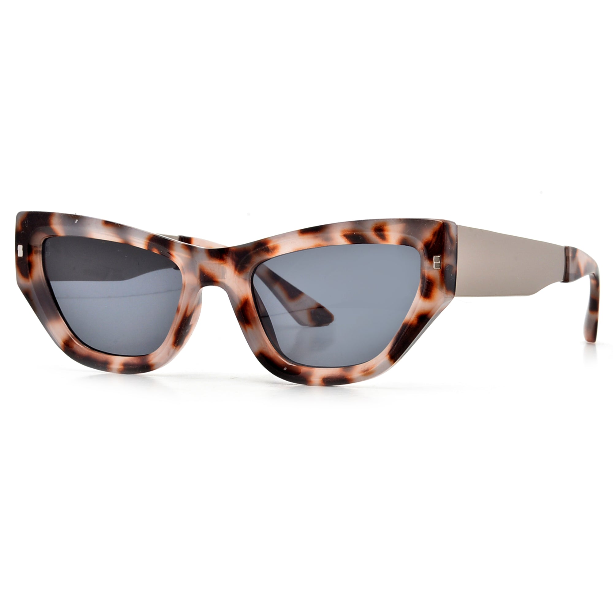 Ultra Chic Metal Temple Cat Eye Sunglasses