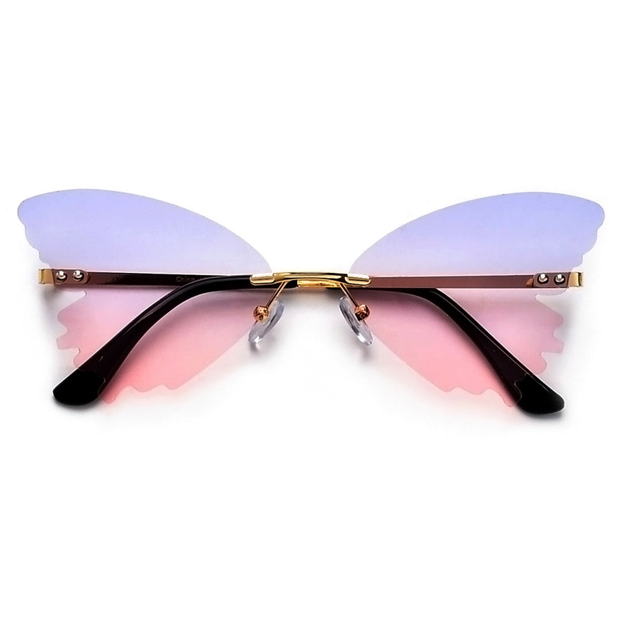 Rimless Butterfly Silhouette Gleeful Sunnies - Sunglass Spot
