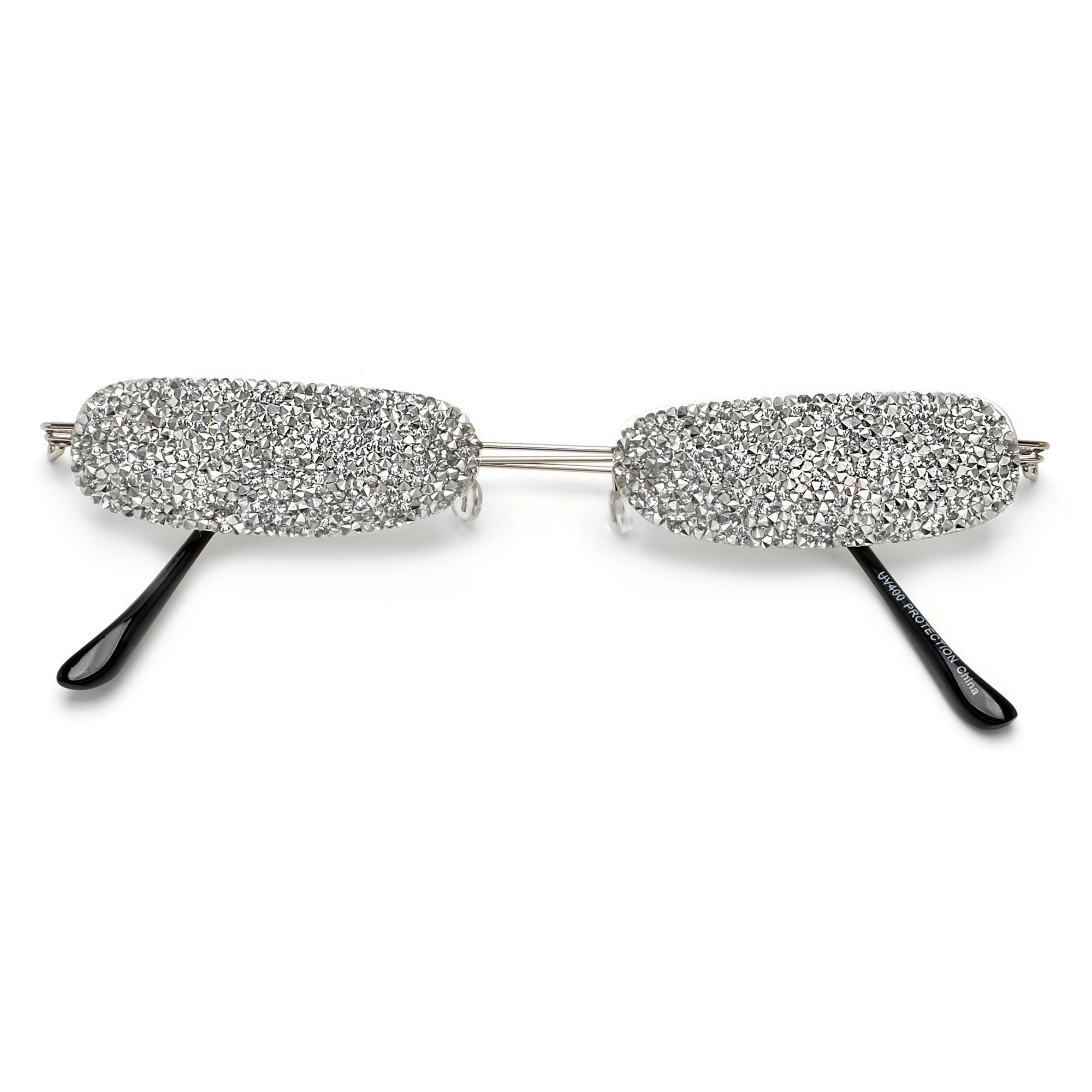 Slim Narrow Shimmering Crystals Fashion Accessory Eyewear