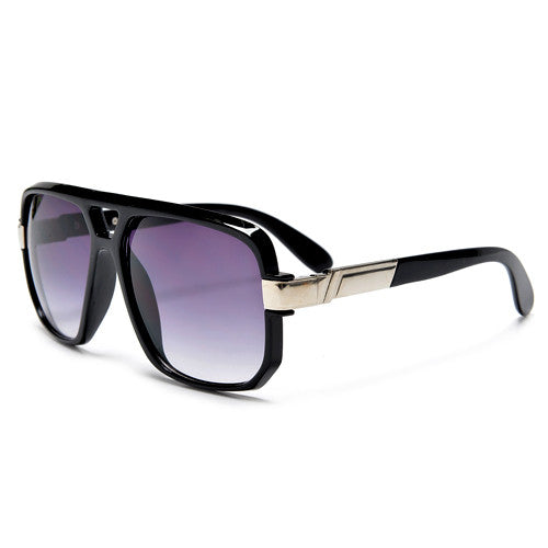 Large Square Frame Plastic Flat Top Aviator Sunglasses - Sunglass Spot