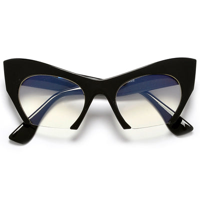 Sharp Rimless Bottom Modernized Cat-Eye Frame-High Fashion Designer Inspired Glasses - Sunglass Spot