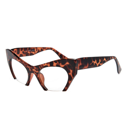 Sharp Rimless Bottom Modernized Cat-Eye Frame-High Fashion Designer Inspired Glasses - Sunglass Spot