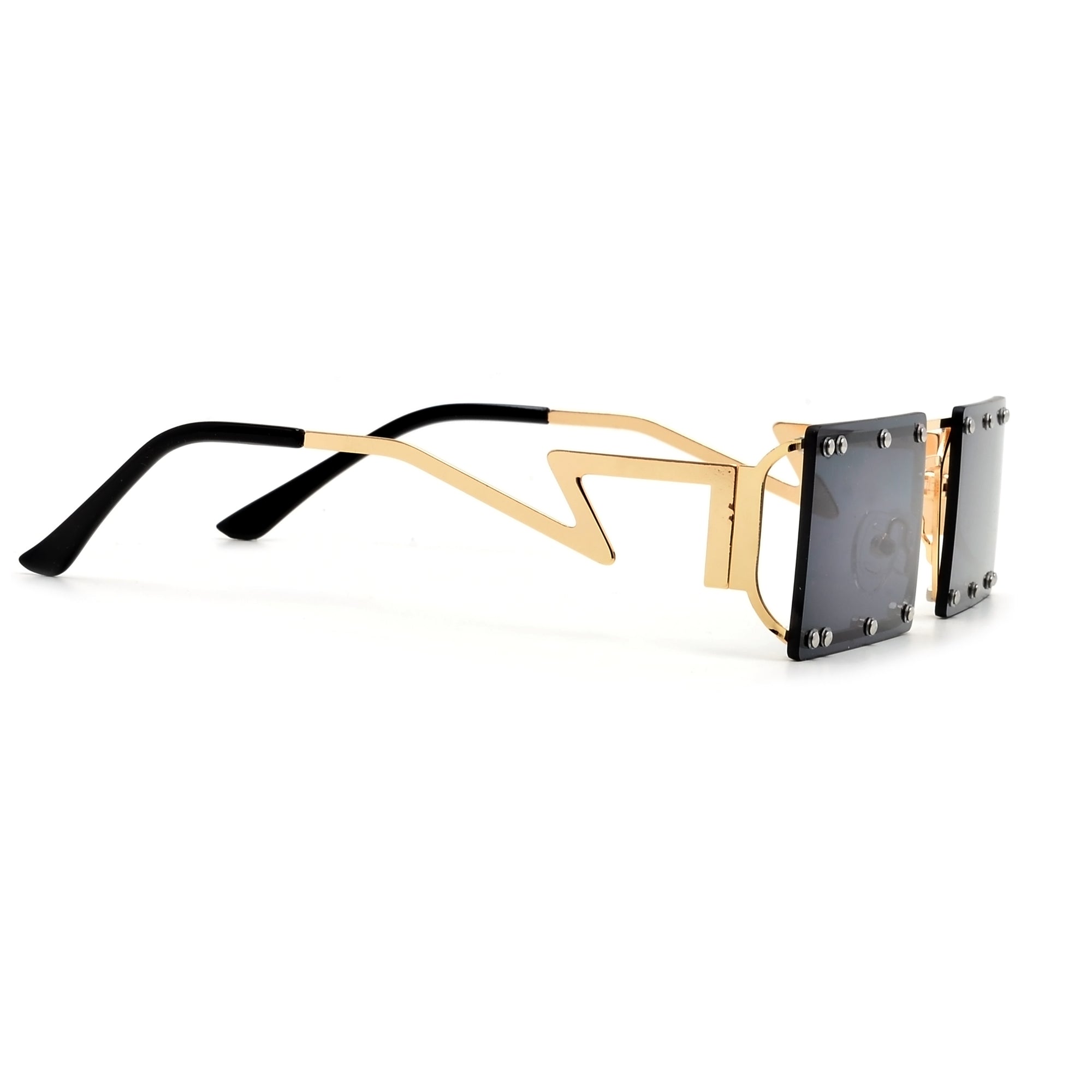 Sleek Studded Rimless Squared Out Ultra Lightweight Street Style Sunnies