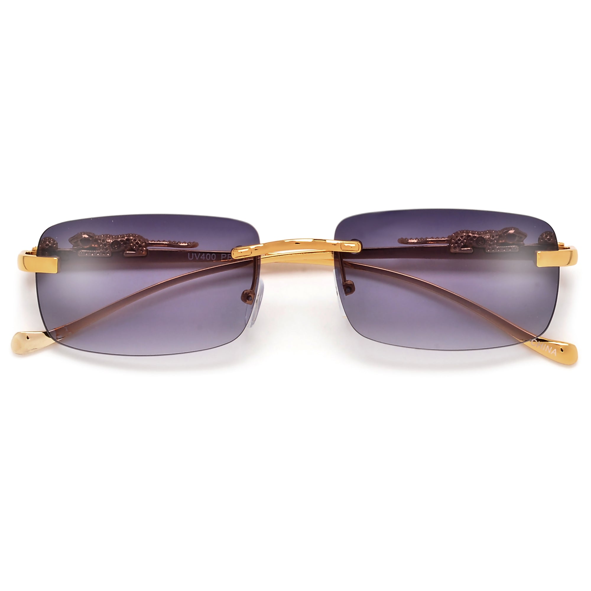 Slim Rimless Cheetah Temple Sunnies