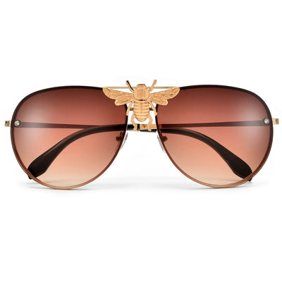 High Fashion Bee Logo Flat Out Aviator Sunglasses