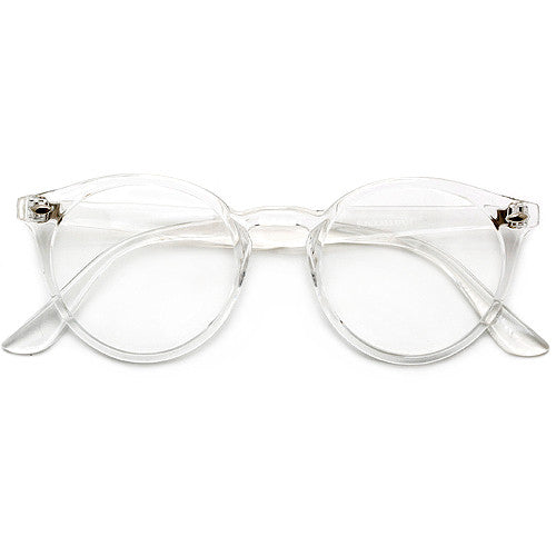 Crystal Clear Retro Inspired Round Keyhole Bridge Clear Lens Eyewear - Sunglass Spot