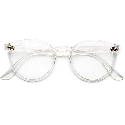 Crystal Clear Retro Inspired Round Keyhole Bridge Clear Lens Eyewear - Sunglass Spot