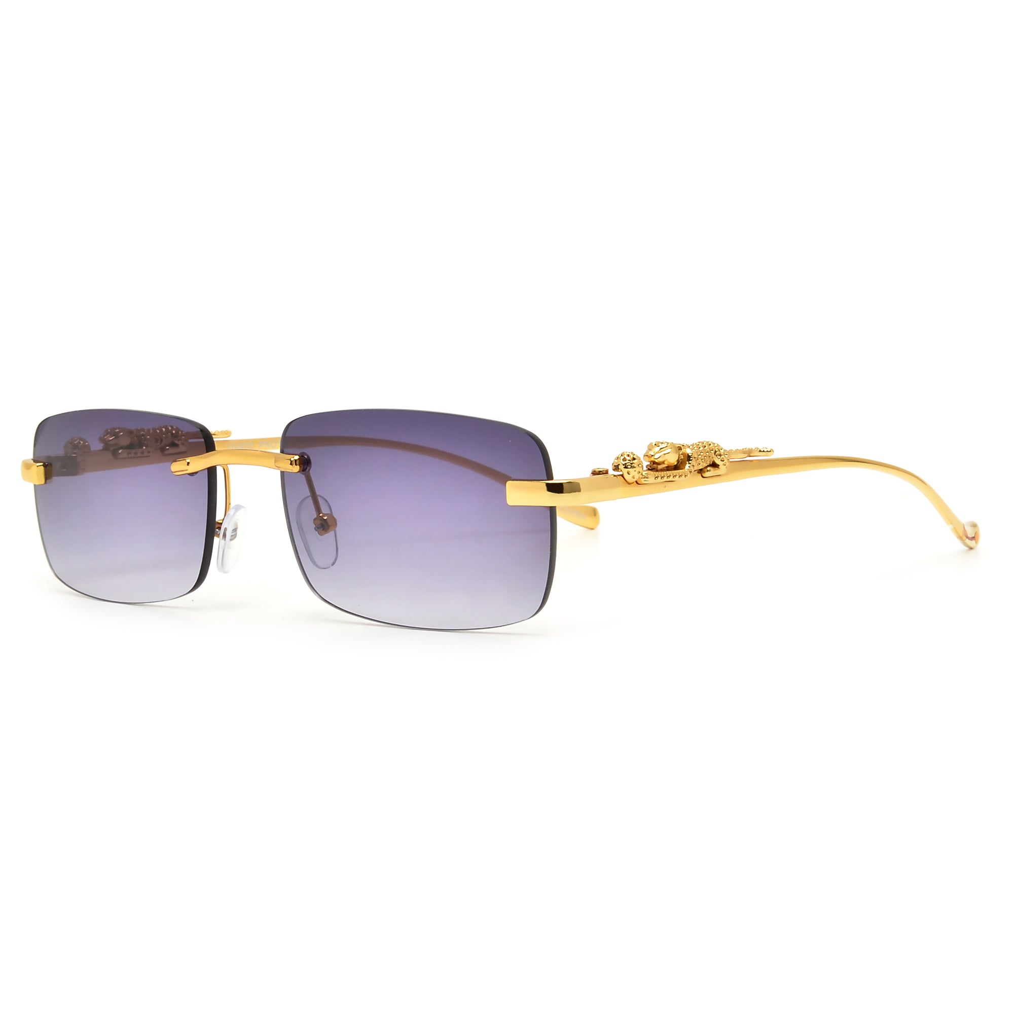Slim Rimless Cheetah Temple Sunnies
