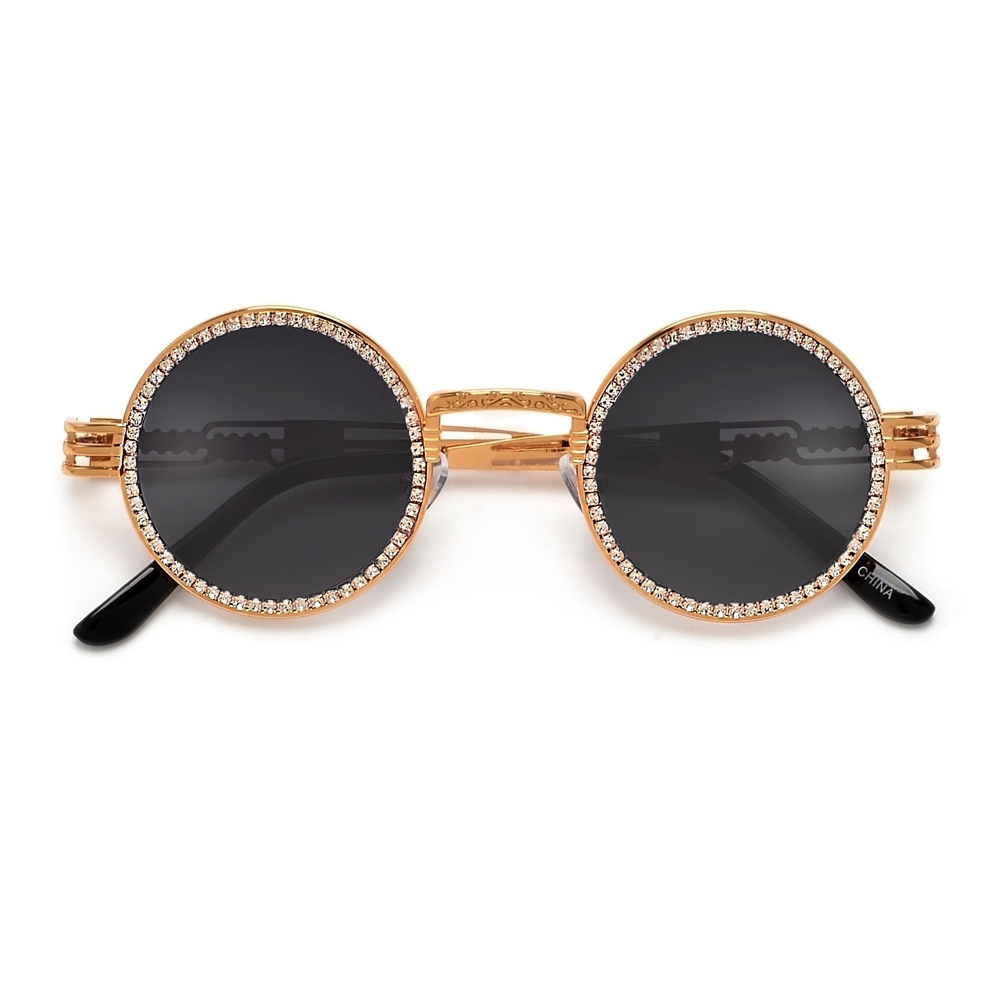 Shimmering Crystal Embed Chic Round Sunnies