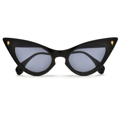 Wavy Temple Classic High Tip Cat Eye Sunglasses