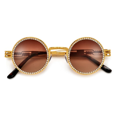 Shimmering Crystal Embed Chic Round Sunnies