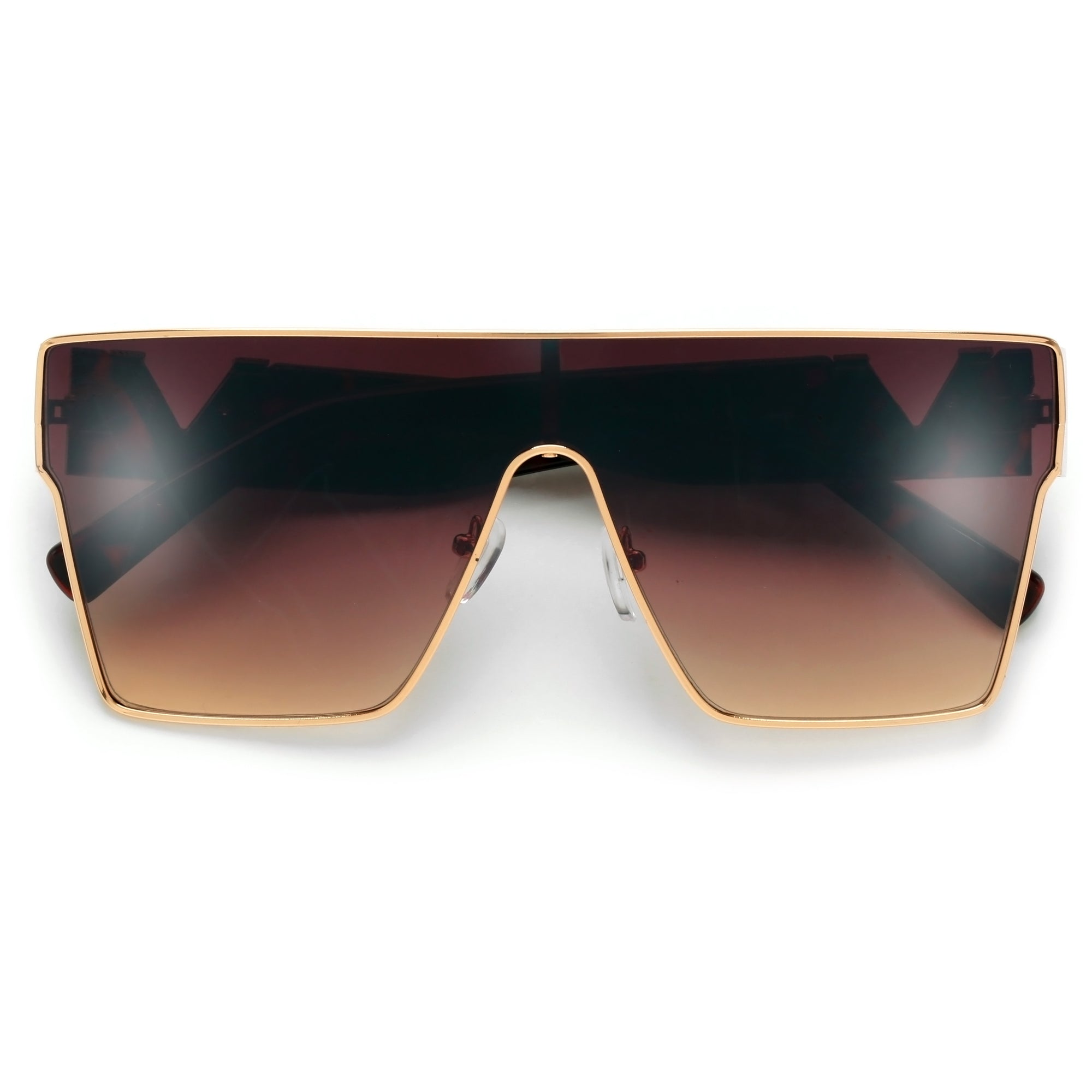 Oversize Modern V Logo Temple Trendy Fashion Shields