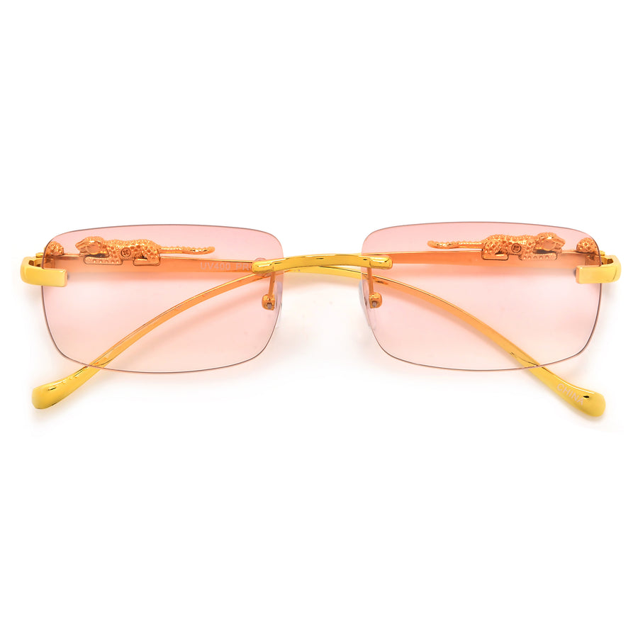 Slim Rimless Cheetah Temple Sunnies