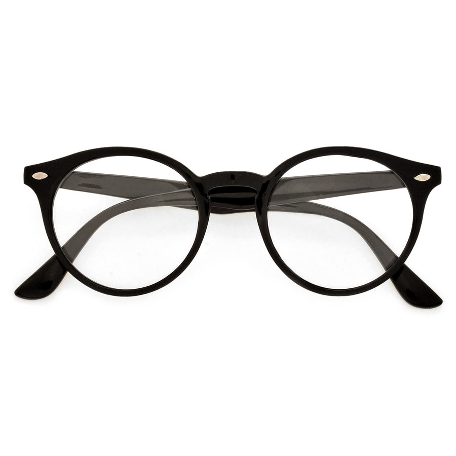 Crystal Clear Retro Inspired Round Keyhole Bridge Clear Lens Eyewear - Sunglass Spot