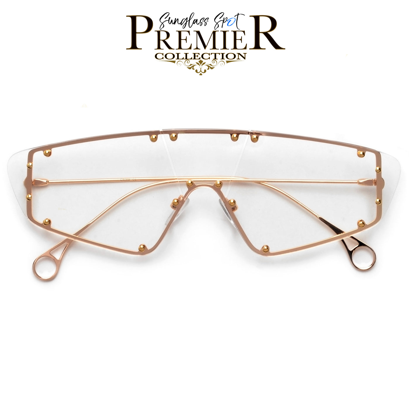 PREMIER COLLECTION-STANDOUT STUDDED RIMLESS SHIELD EYEWEAR