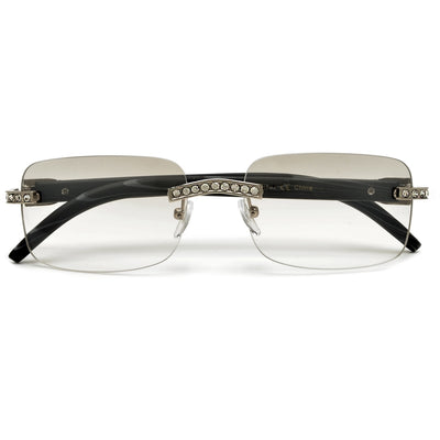Rimless High Fashion Crystal Embedded Sunglasses