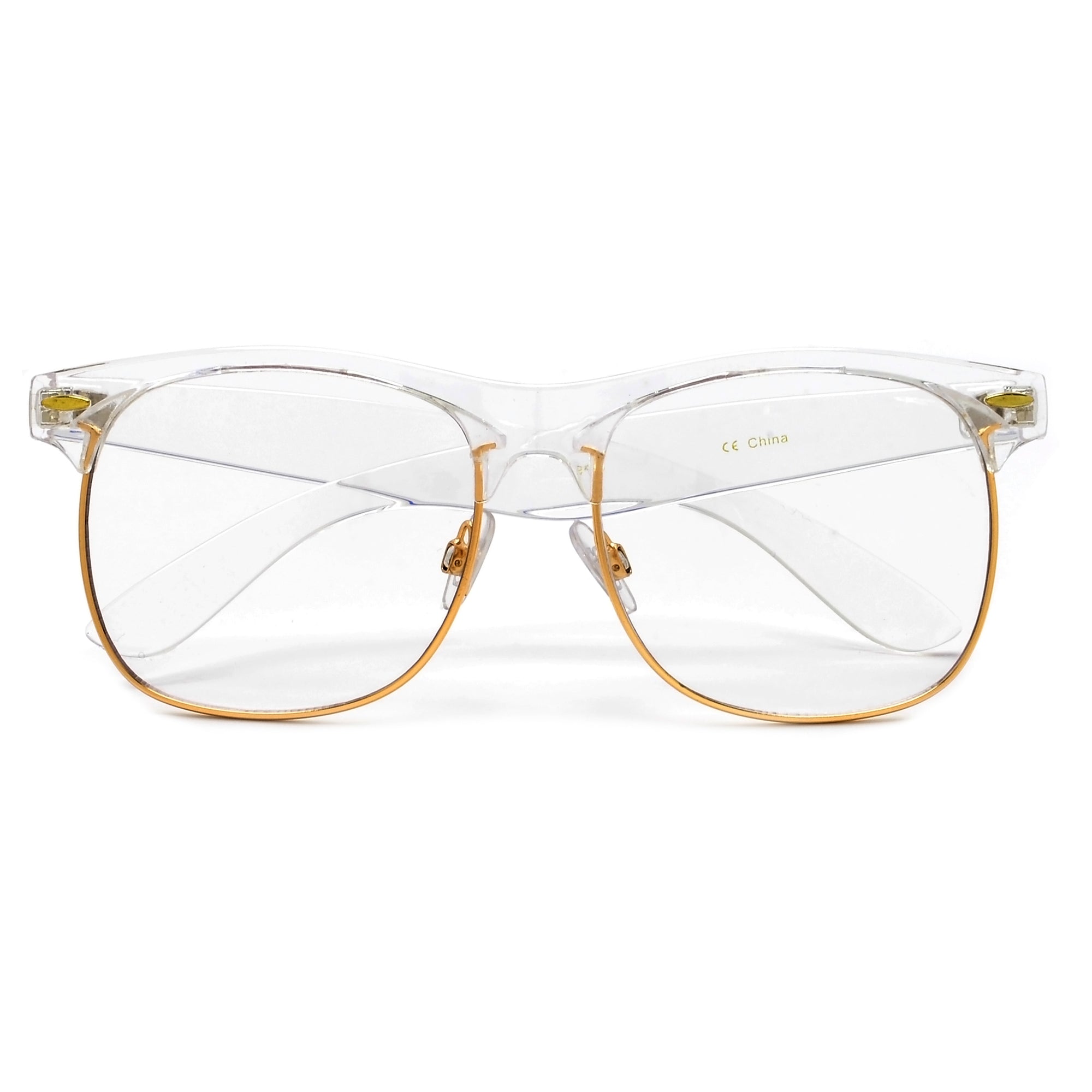 TRANSPARENT RETRO INSPIRED ROUND HALF FRAME EYEWEAR