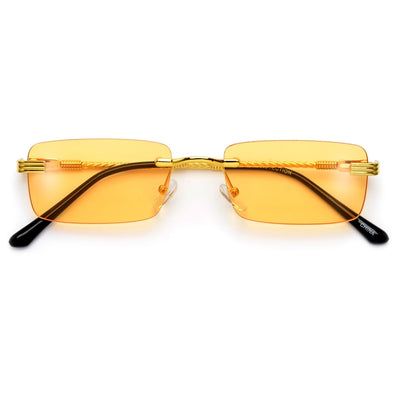 SLIM RIMLESS RECTANGULAR WIRE TEMPLE CHIC COLORFUL SUNNIES