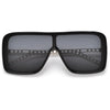 Oversize Chain Link Temple Fashion Shield Sunglasses