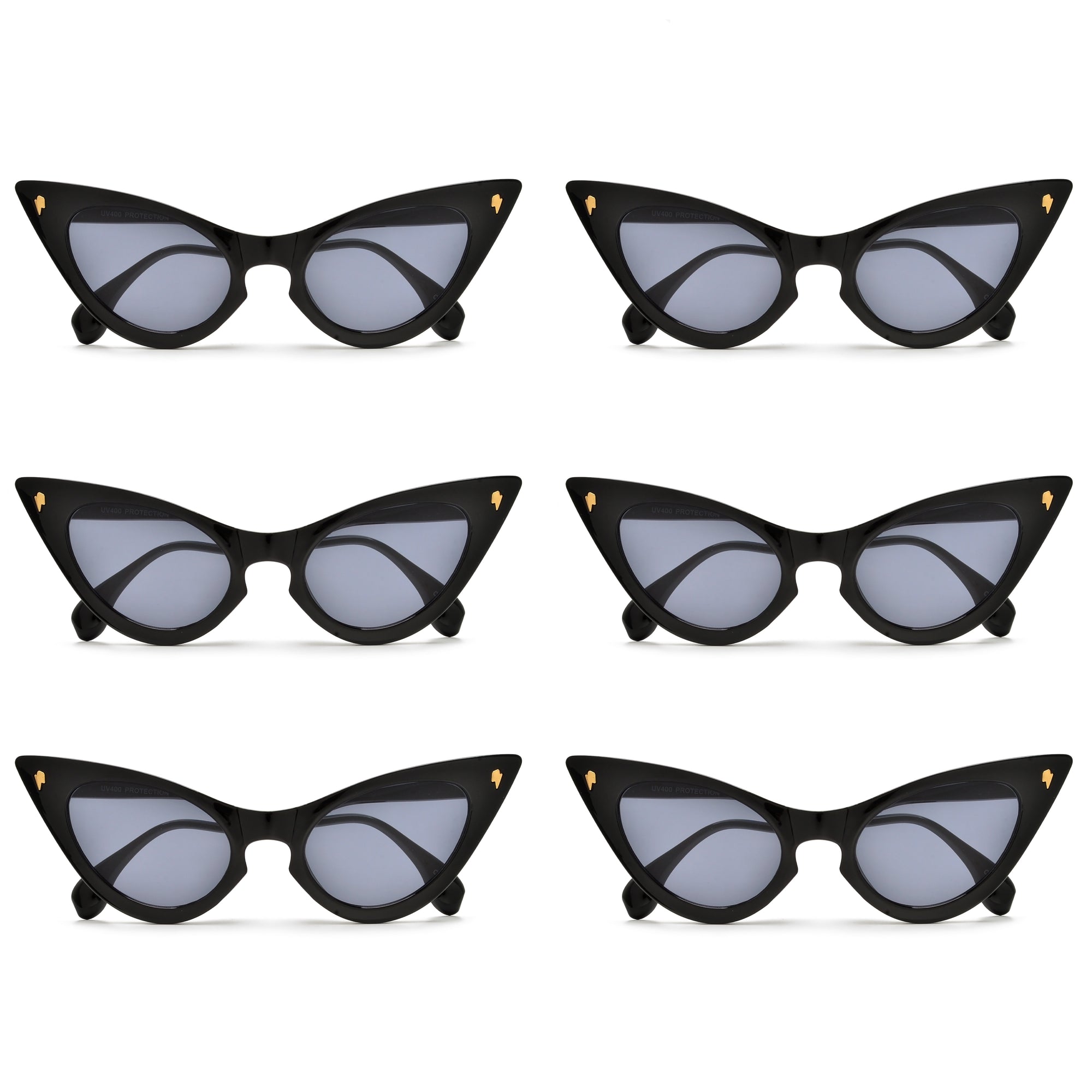 Wavy Temple Classic High Tip Cat Eye Sunglasses