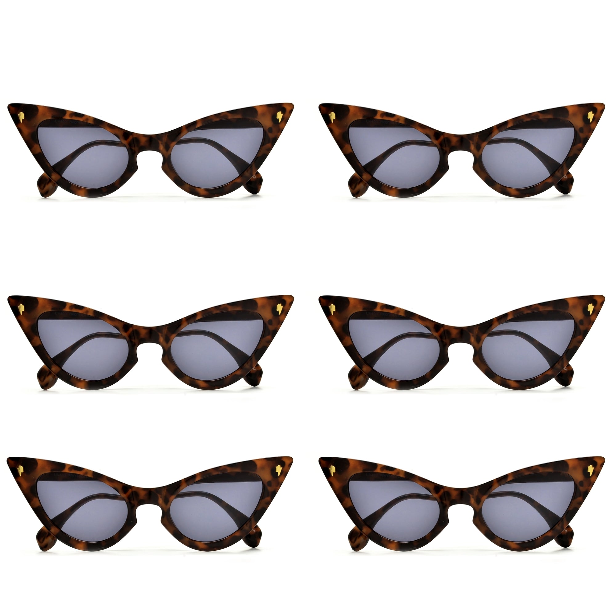 Wavy Temple Classic High Tip Cat Eye Sunglasses