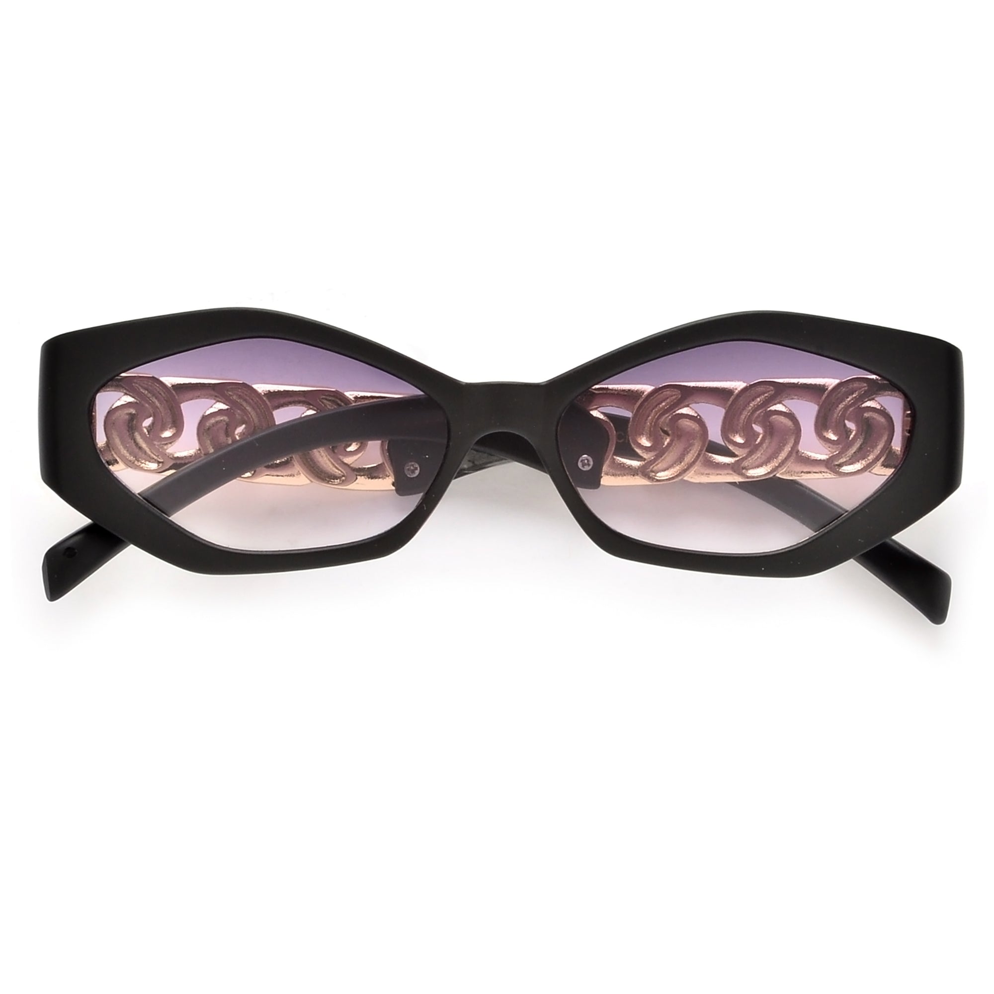 Slim Geometric Chain Link Temple Sunnies