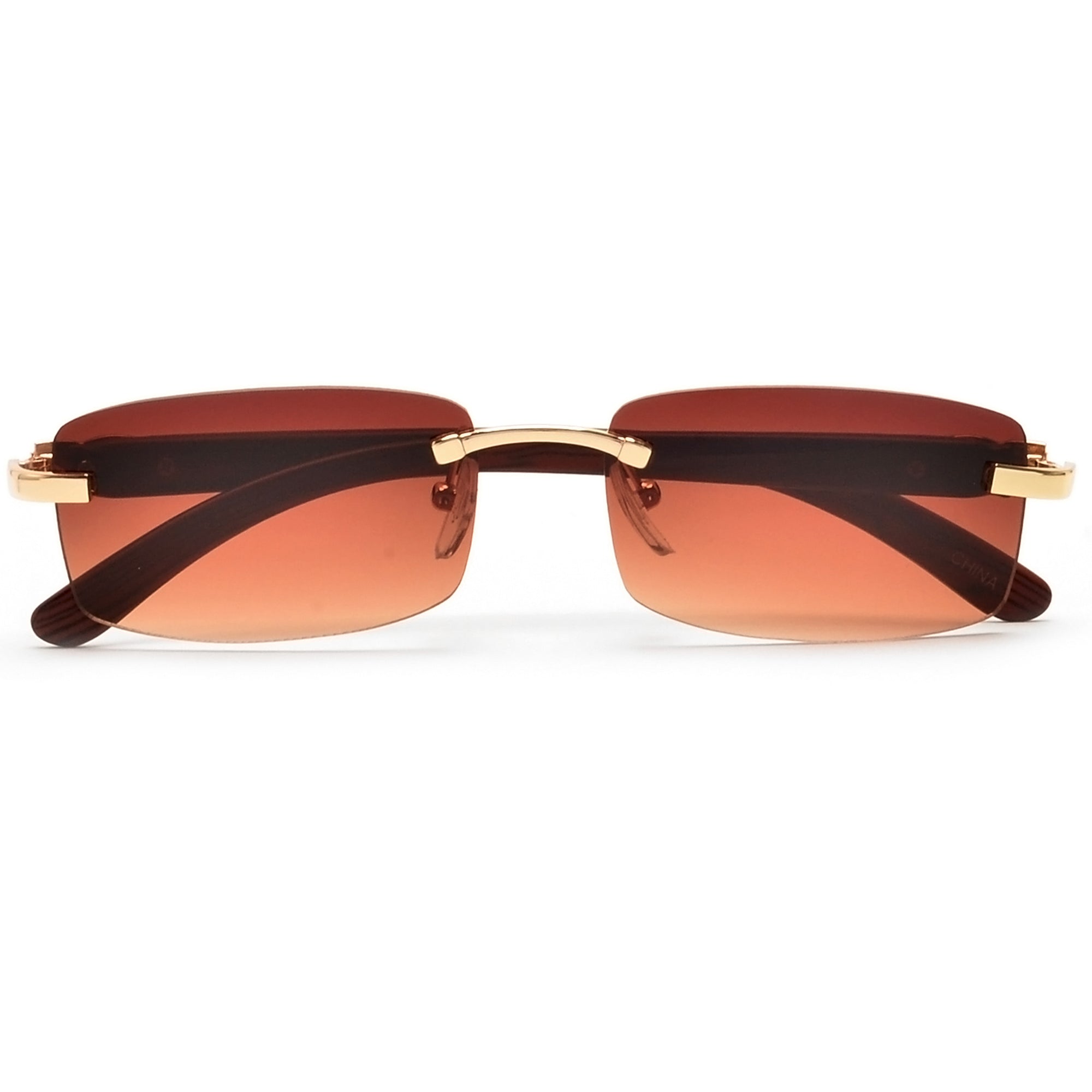 Sleek Rimless Detailed Temple Sunnies - Sunglass Spot