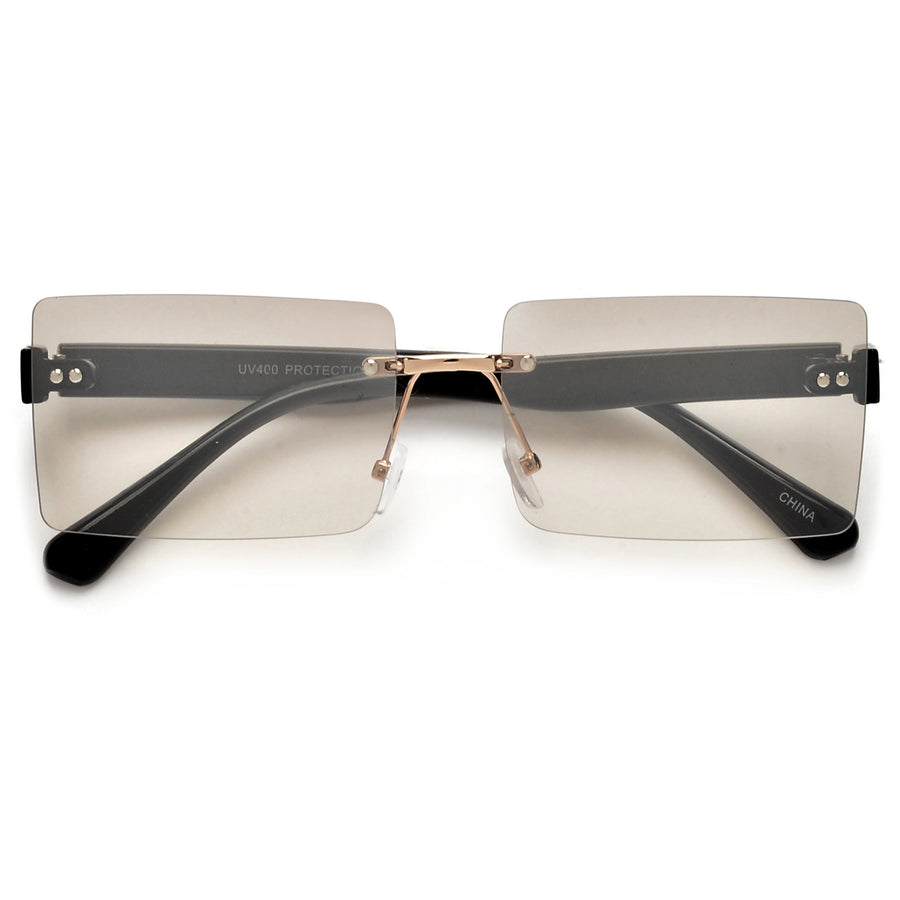 Purple Triangle Wing Edge Rimless Slim Cat-Eye Sunglasses Trendy