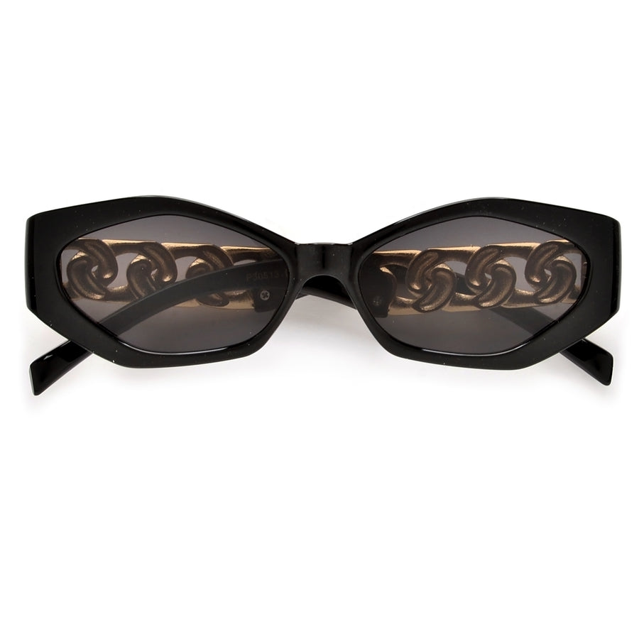 Slim Geometric Chain Link Temple Sunnies