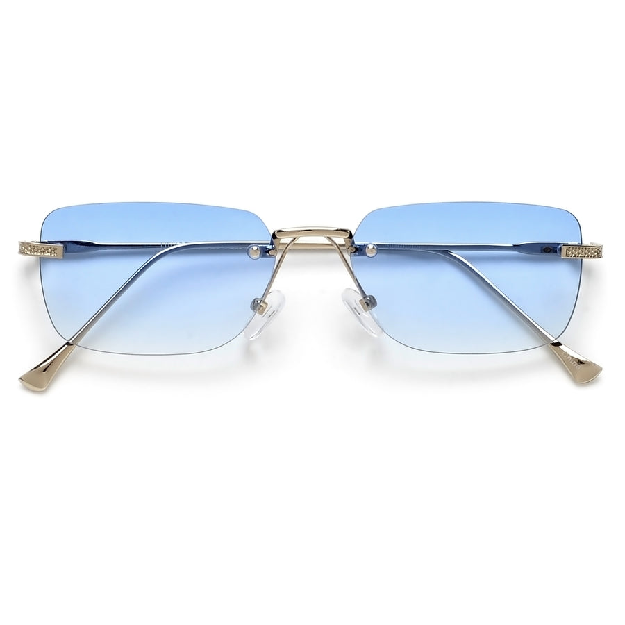 Style Luxe Rimless Rectangular Slim Ultra Chic Rimless Rectangular Sunglasses