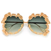Oversize Elaborate Baroque Design Pearl Tip Temple Sunglasses