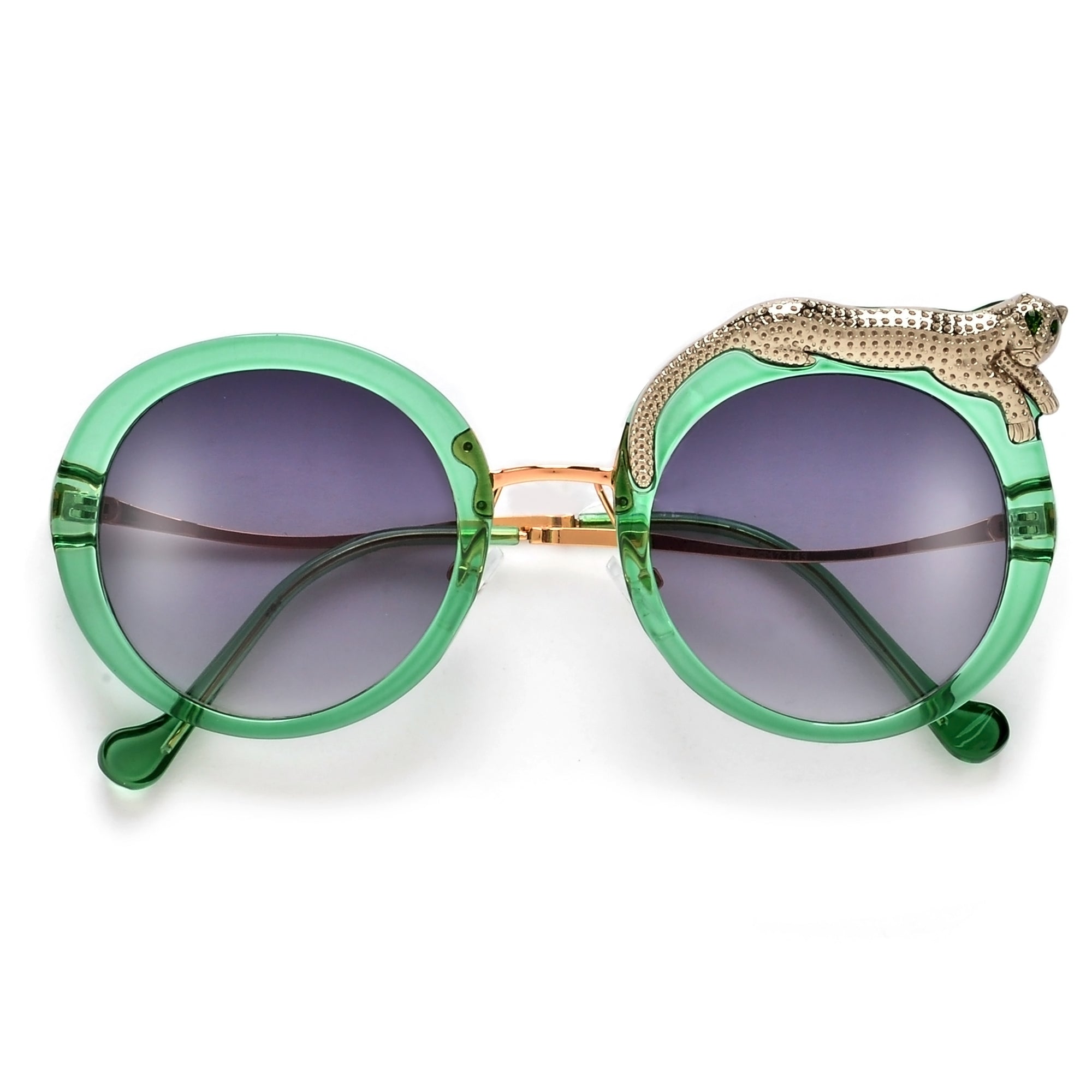 Oversize Retro Round Jaguar Brow Sunnies