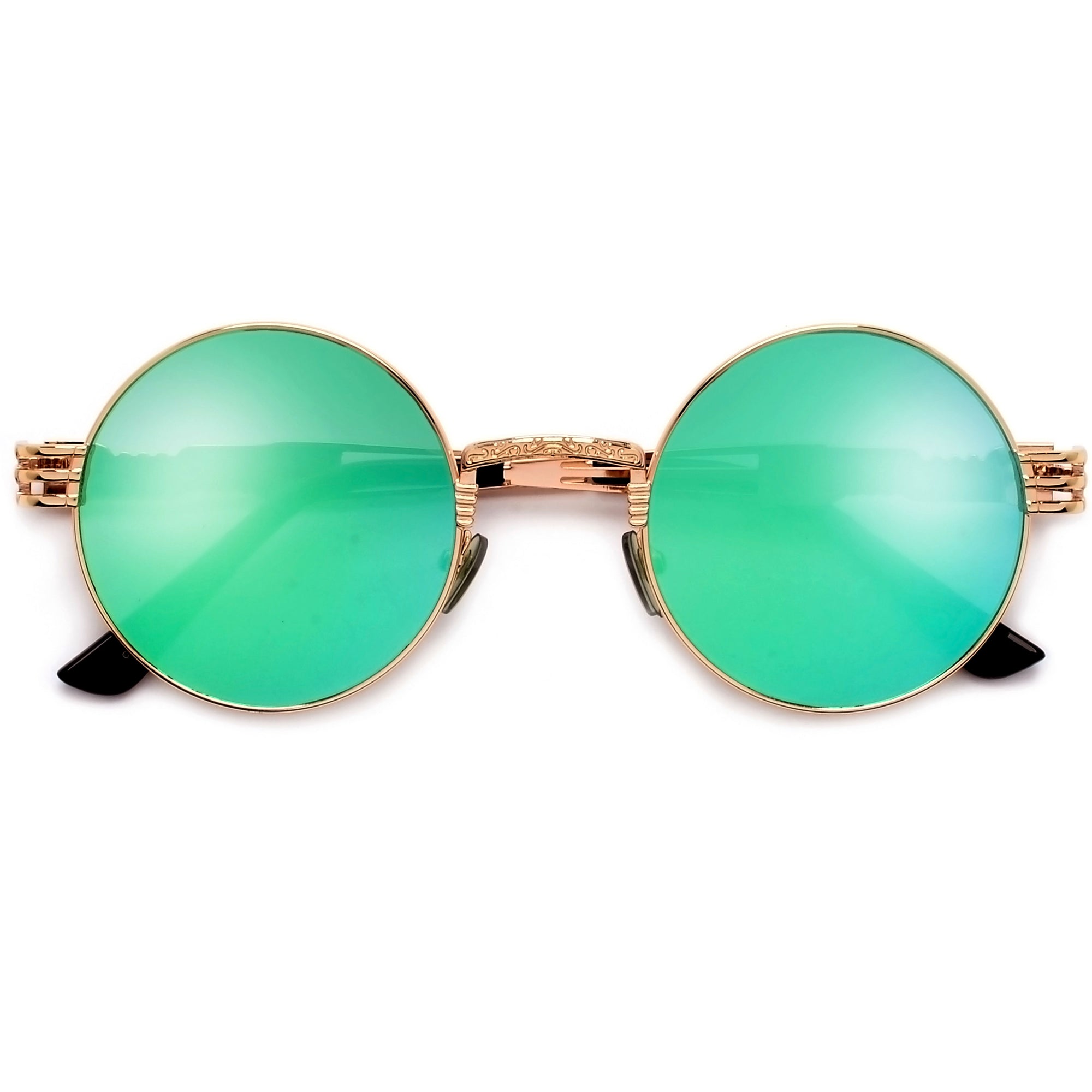 Retro Round Flat Lens Chic Boho Artful Frame Sunnies - Sunglass Spot
