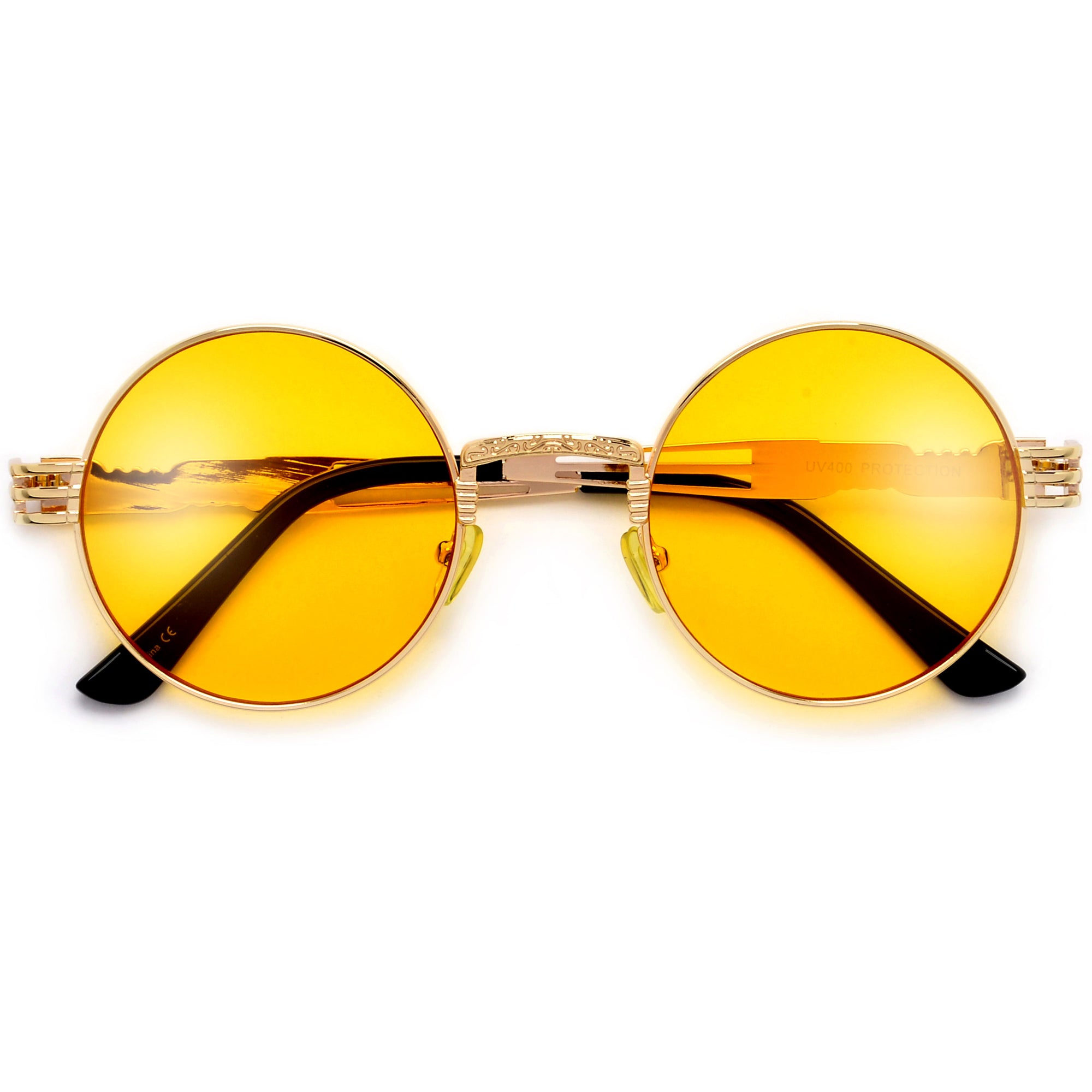 Retro Round Flat Lens Chic Boho Artful Frame Sunnies - Sunglass Spot