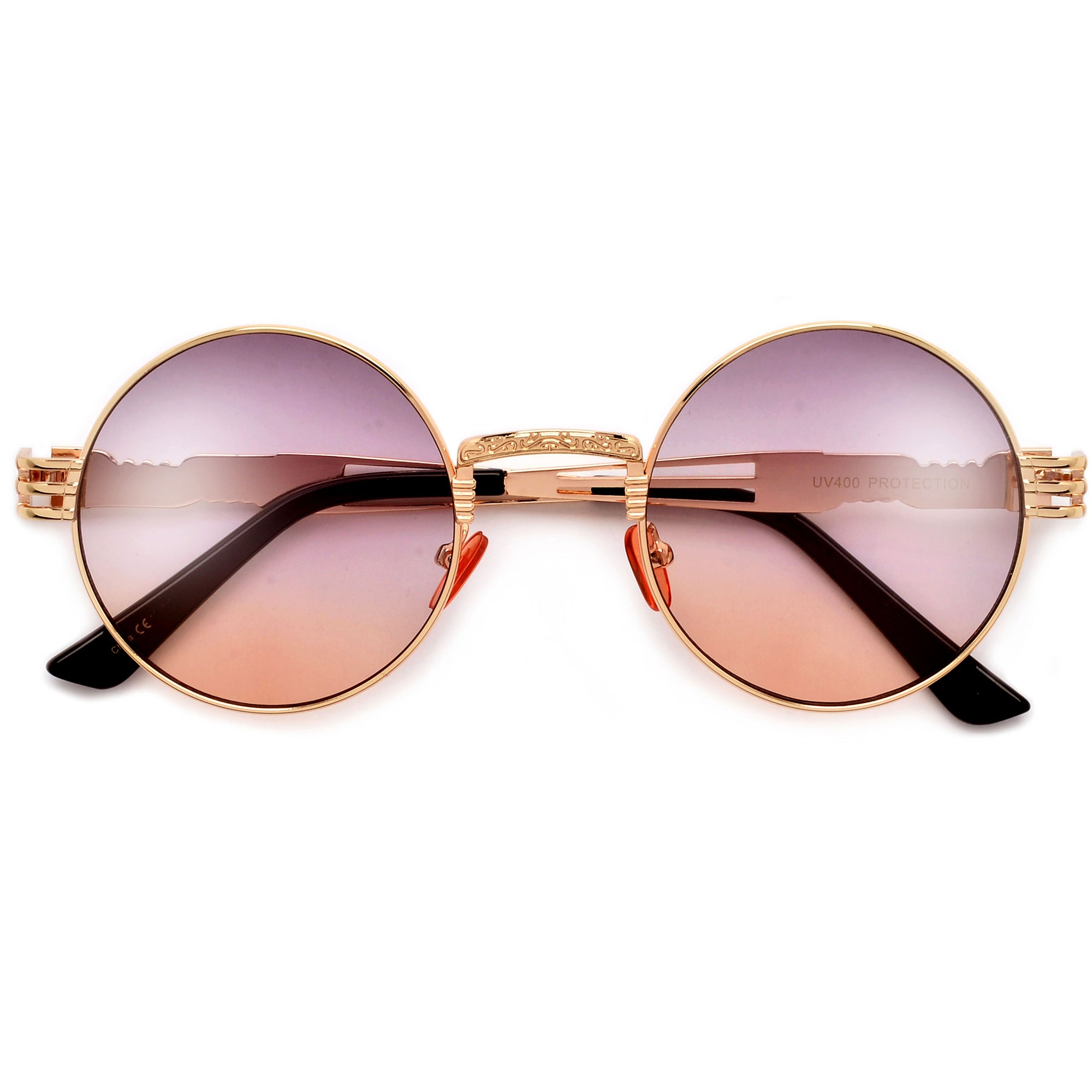 Retro Round Flat Lens Chic Boho Artful Frame Sunnies - Sunglass Spot