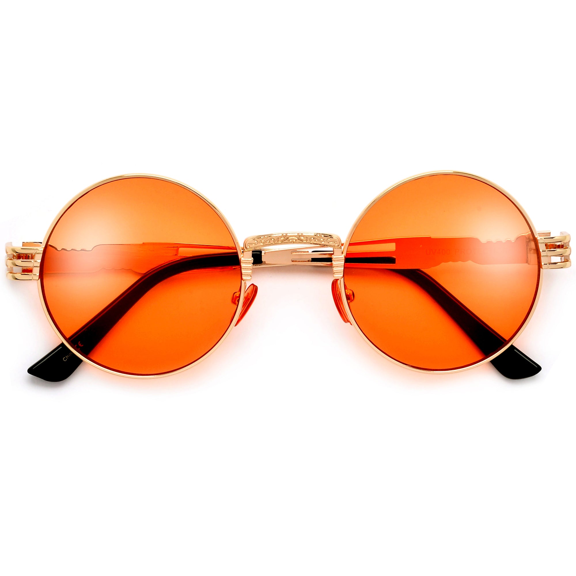Retro Round Flat Lens Chic Boho Artful Frame Sunnies - Sunglass Spot