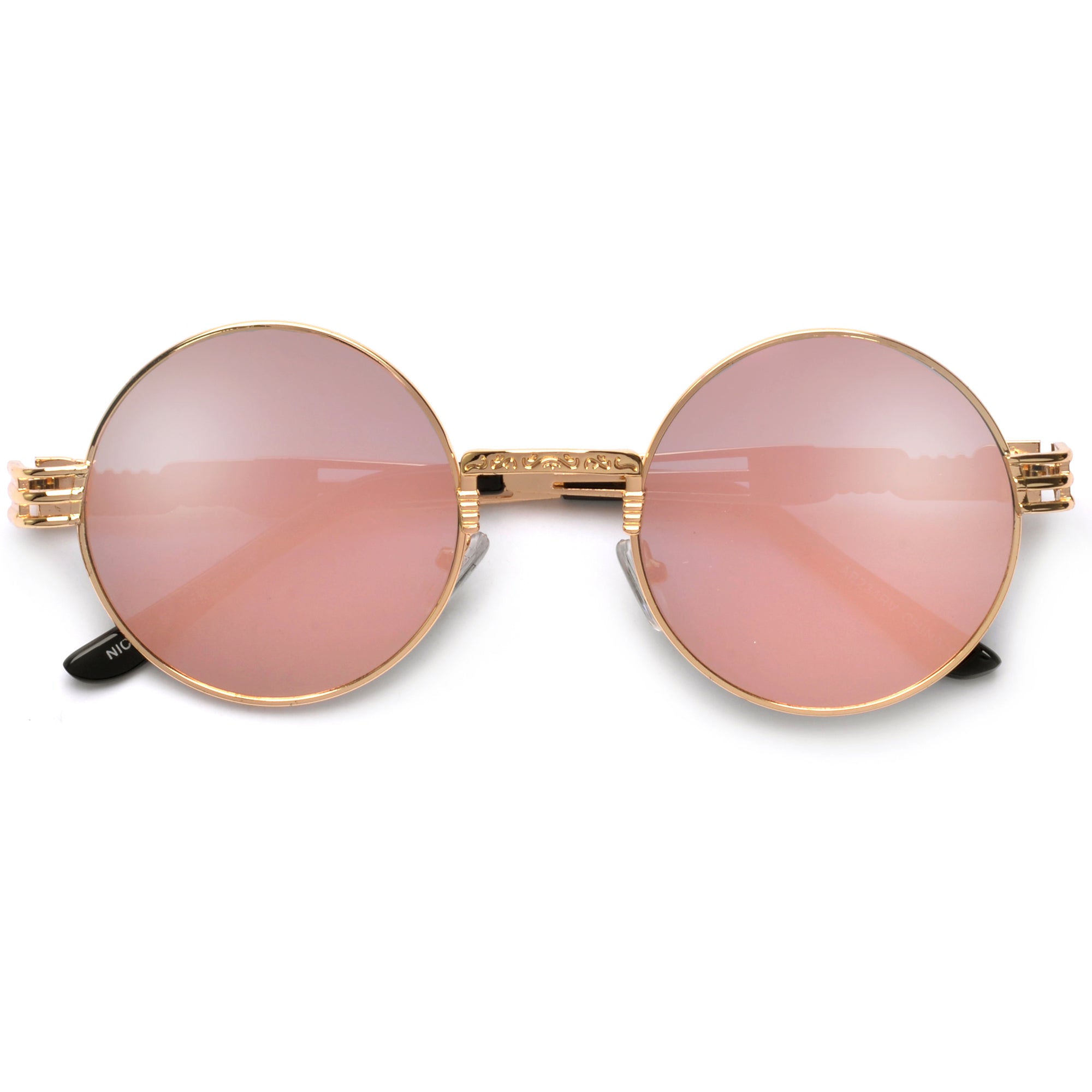 Retro Round Flat Lens Chic Boho Artful Frame Sunnies - Sunglass Spot