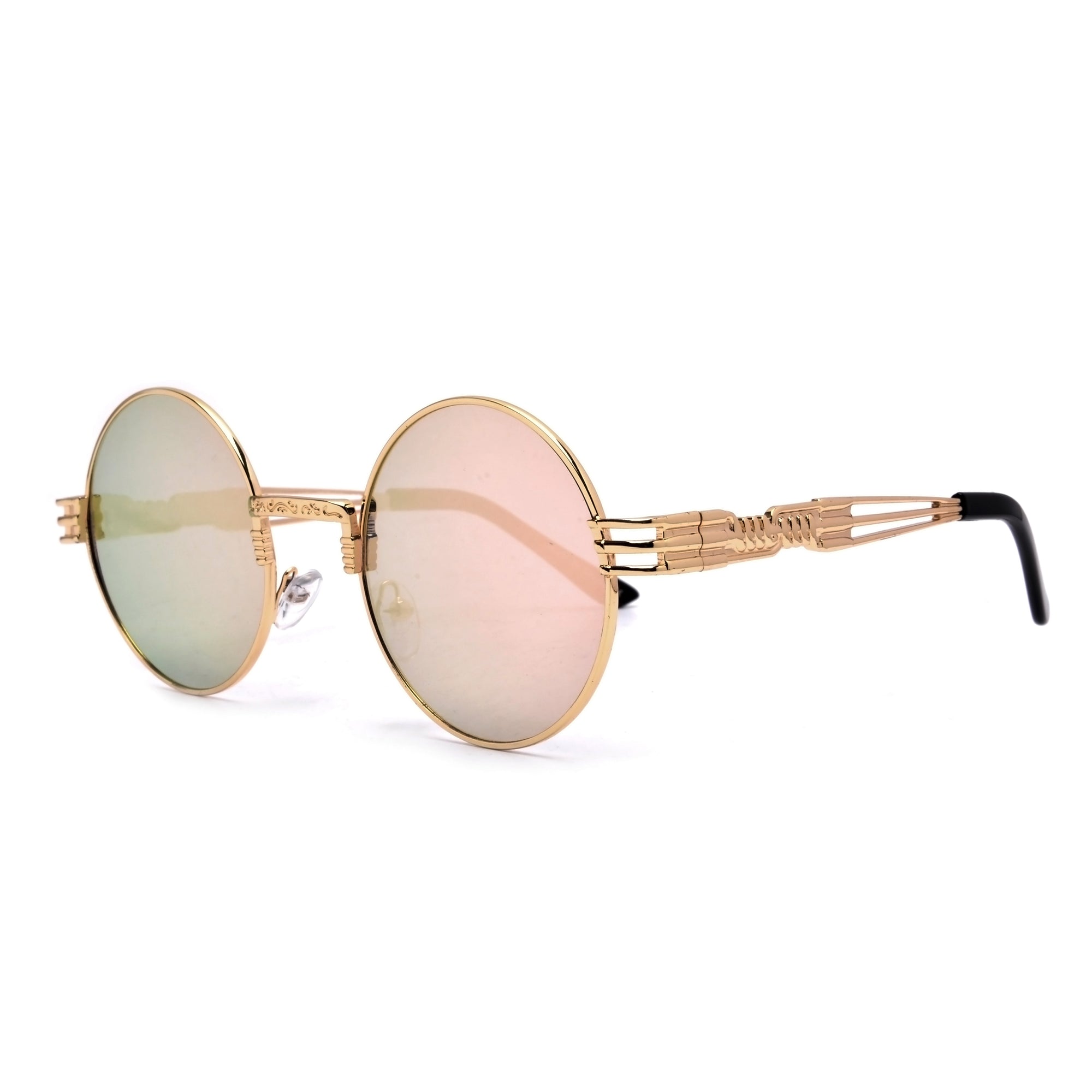 Retro Round Flat Lens Chic Boho Artful Frame Sunnies - Sunglass Spot