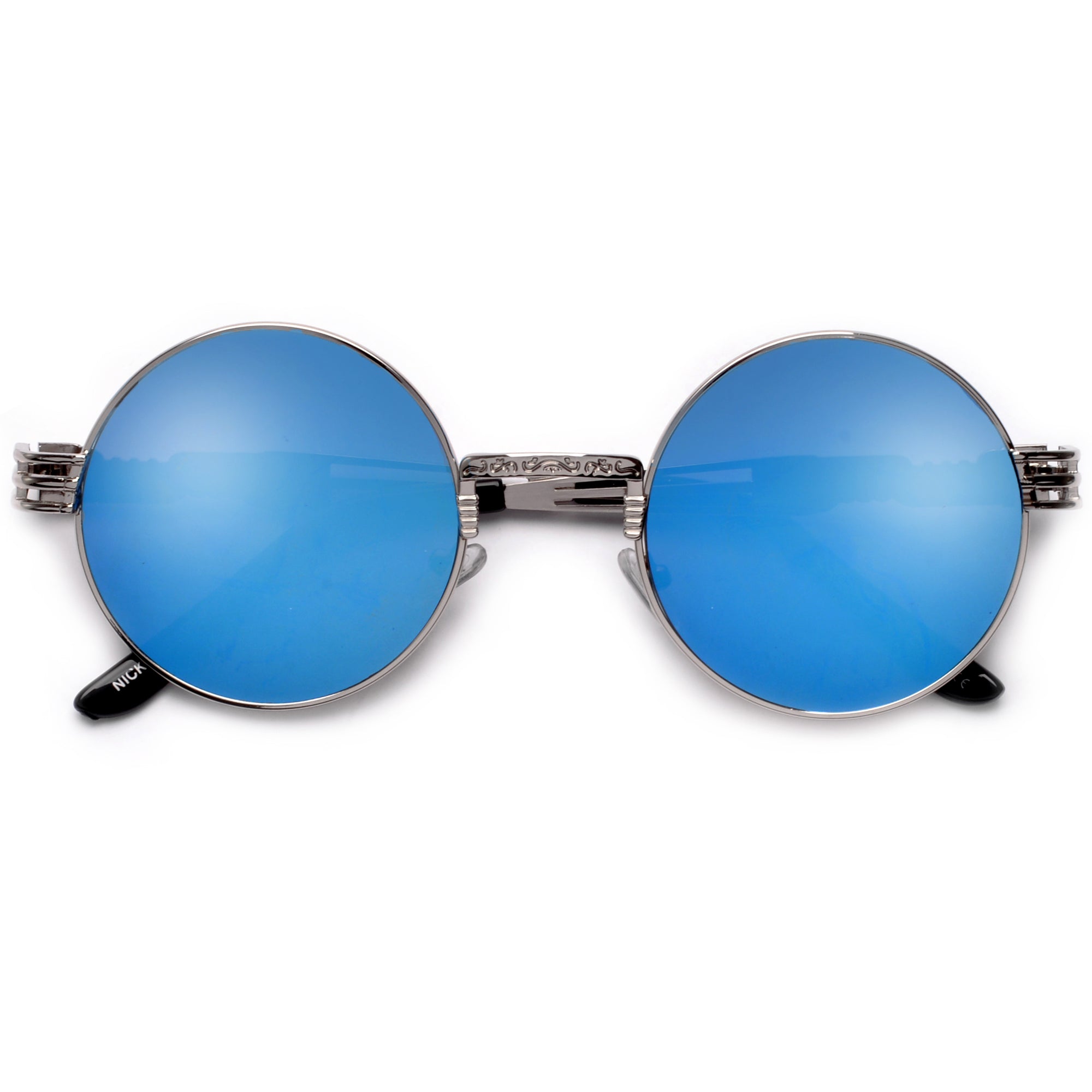 Retro Round Flat Lens Chic Boho Artful Frame Sunnies - Sunglass Spot
