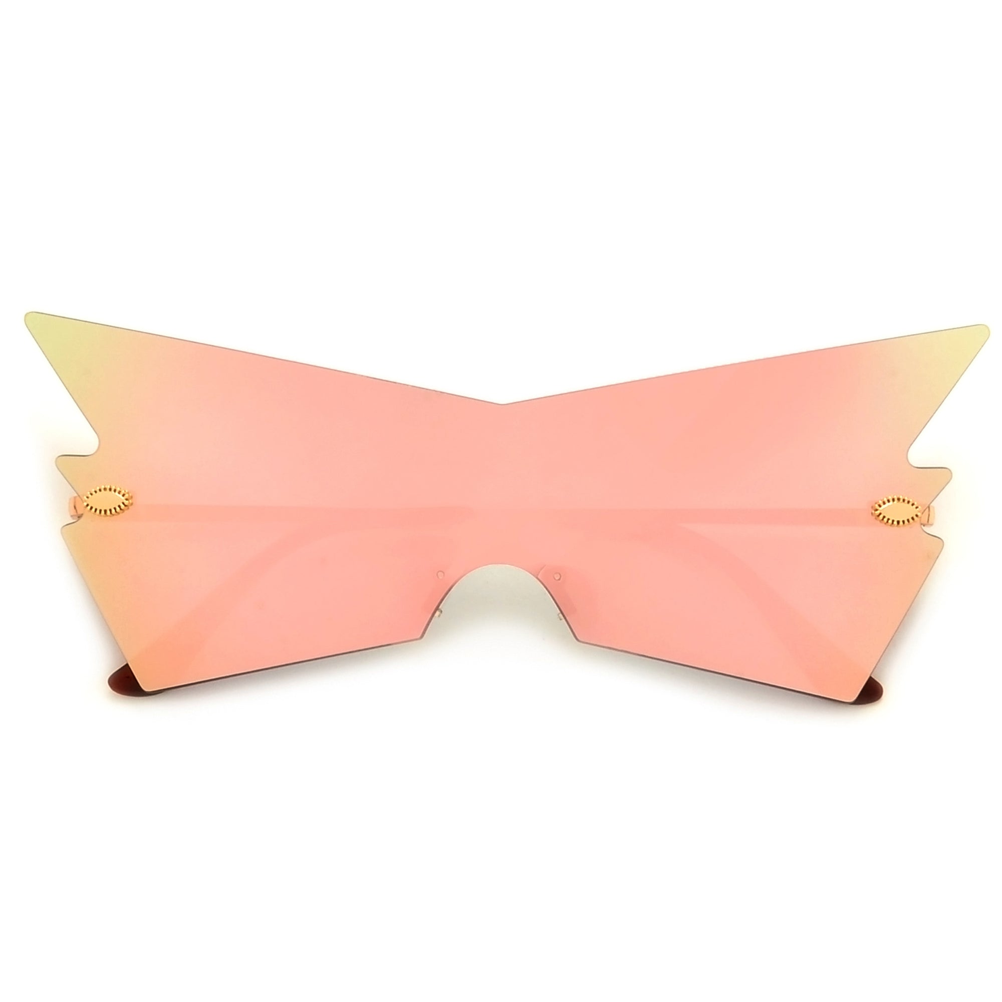 Rimless Geometric Flashy Shield Sunnies - Sunglass Spot