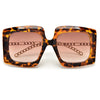 Bold Angular Chain Link Temple Square Sunnies