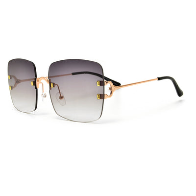 Designer Inspired Rimless Squared Horseshoe Temple Sunglasses