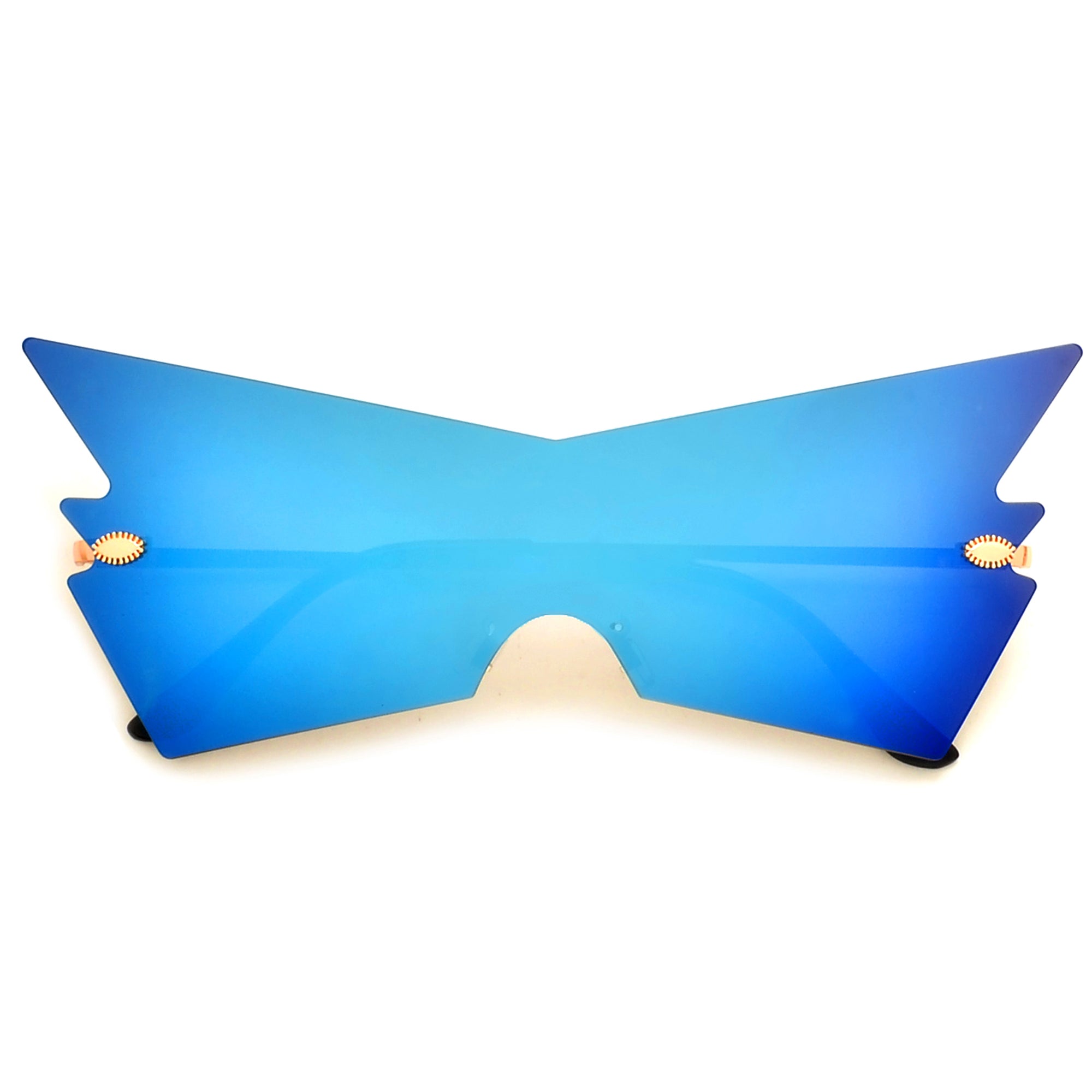 Rimless Geometric Flashy Shield Sunnies - Sunglass Spot