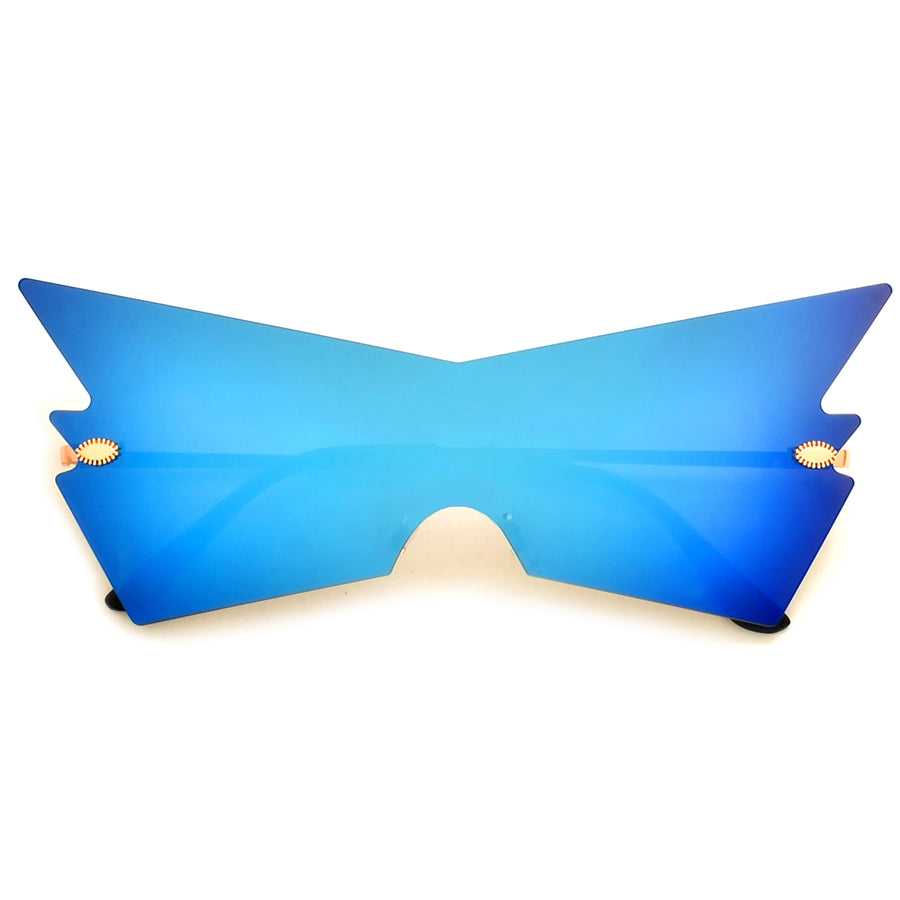 Rimless Geometric Flashy Shield Sunnies - Sunglass Spot