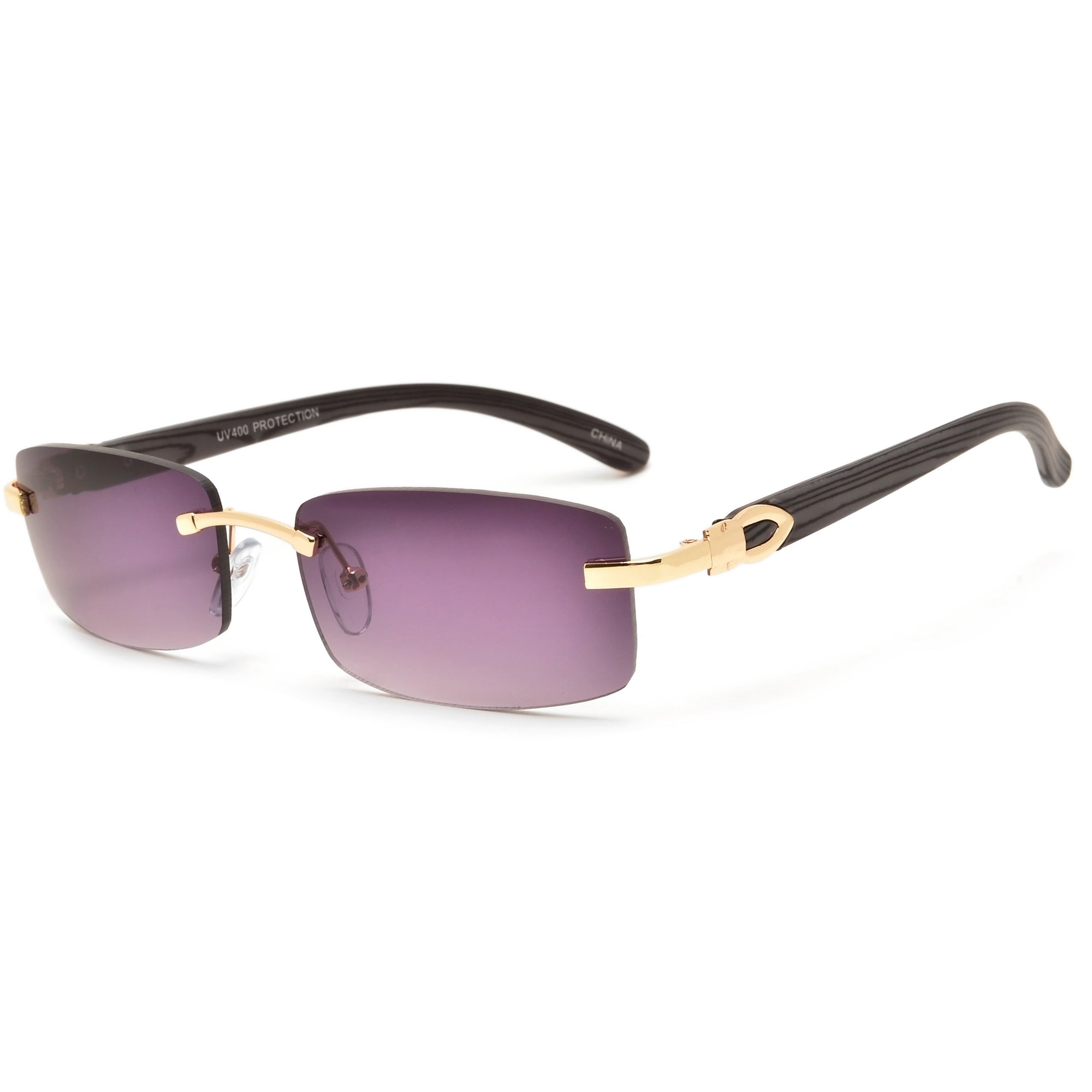 Sleek Rimless Detailed Temple Sunnies - Sunglass Spot
