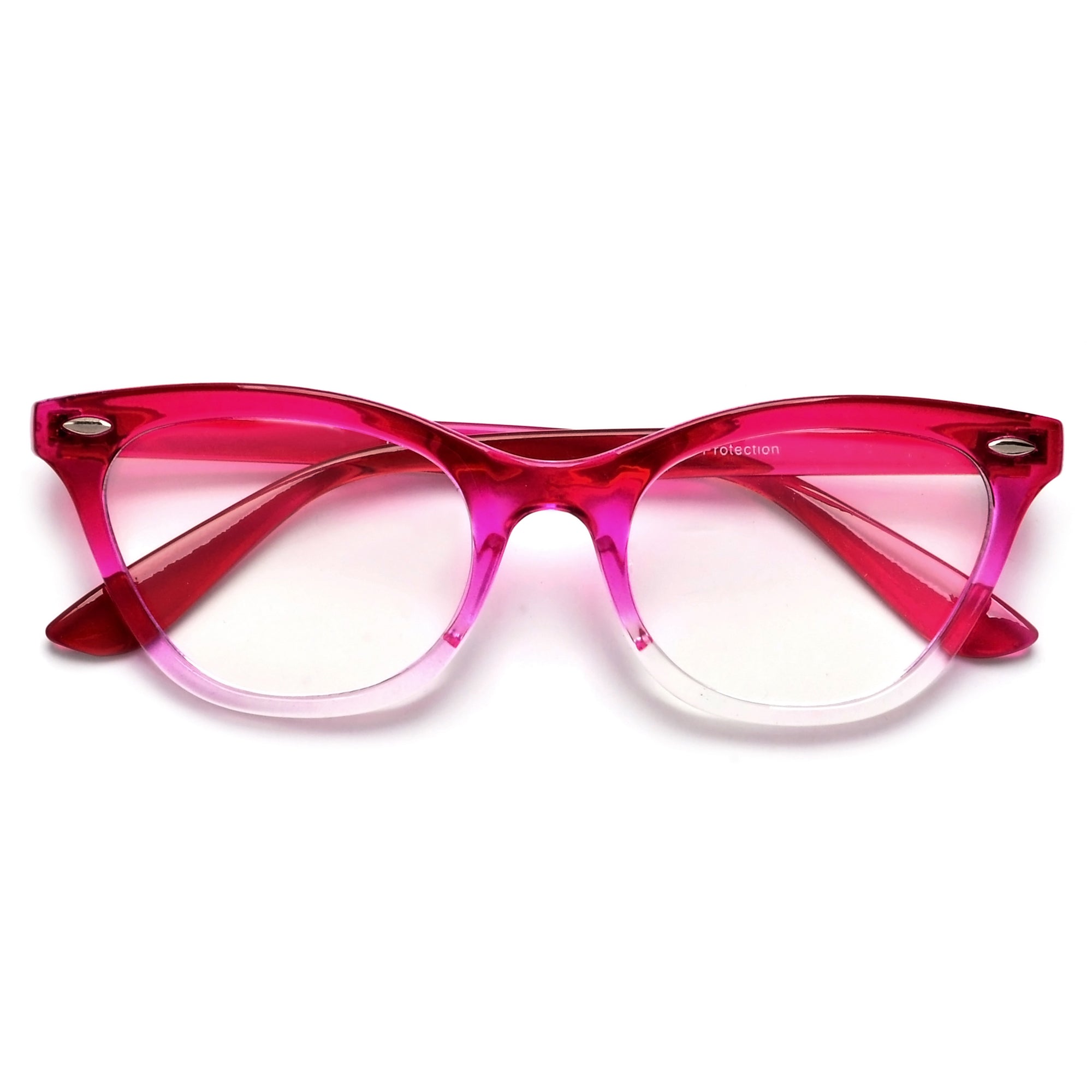 50mm Cat Eye Shaped Clear Lens Glasses with Rivets - Sunglass Spot