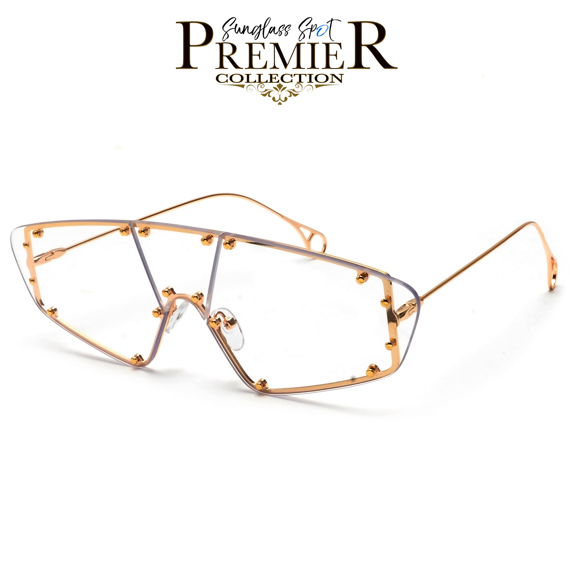 PREMIER COLLECTION-STANDOUT STUDDED RIMLESS SHIELD EYEWEAR - Sunglass Spot