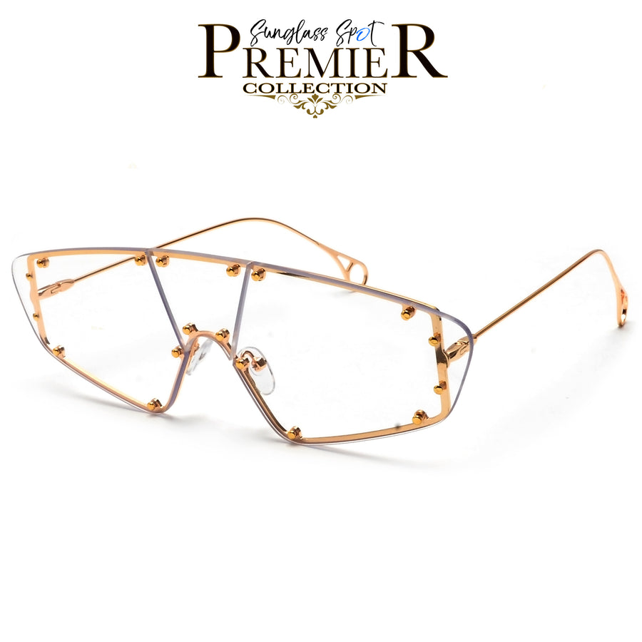 PREMIER COLLECTION-STANDOUT STUDDED RIMLESS SHIELD EYEWEAR